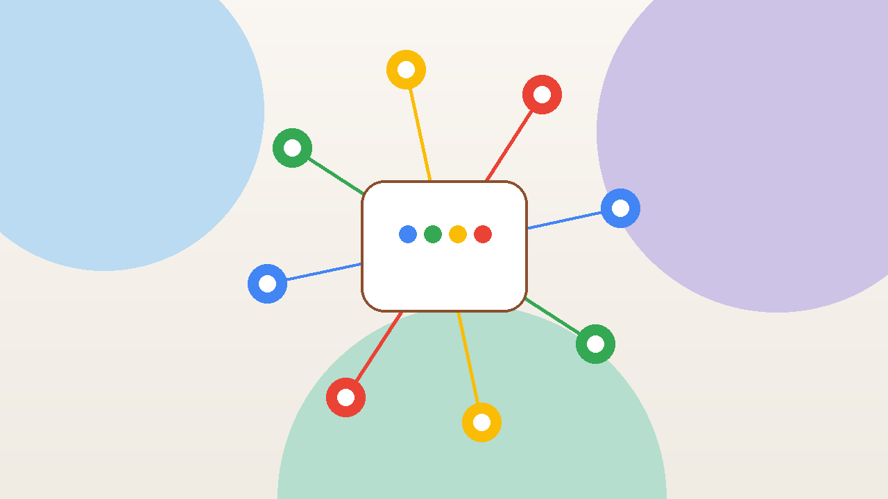 Google I/O 2026の結論としてGeminiがスマホ検索仕事開発へ広がる様子を示した図解